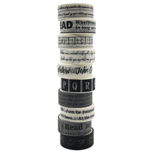 Load image into Gallery viewer, 10 Rolls Basic Collection Decoration Vintage Washi Tape Set, ZMLSED Black White Words15mm Wide Japanese Masking Decorative Tapes for Bullet Journal Planners DIY Crafts and Arts Scrapbooking Adhesive