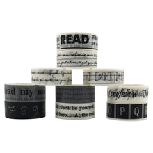 Load image into Gallery viewer, 10 Rolls Basic Collection Decoration Vintage Washi Tape Set, ZMLSED Black White Words15mm Wide Japanese Masking Decorative Tapes for Bullet Journal Planners DIY Crafts and Arts Scrapbooking Adhesive