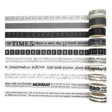 Load image into Gallery viewer, 10 Rolls Basic Collection Decoration Vintage Washi Tape Set, ZMLSED Black White Words15mm Wide Japanese Masking Decorative Tapes for Bullet Journal Planners DIY Crafts and Arts Scrapbooking Adhesive