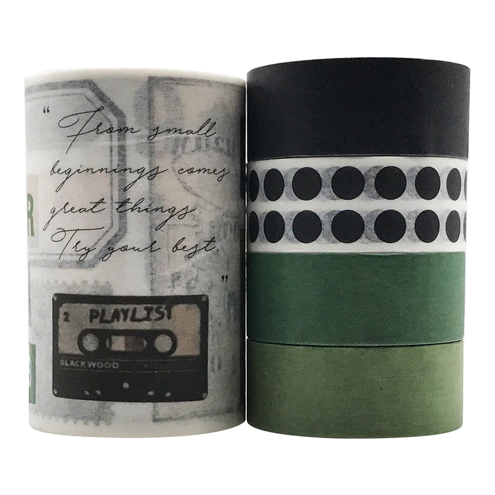 ZMLSED Vintage Green Washi Tape Set, 8 Rolls Antique Mushroom Japanese Masking Writable Decorative Tapes for Bullet Journal Planners DIY Crafts Arts