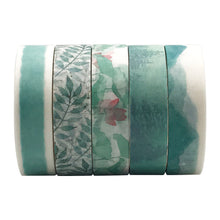 Cargar imagen en el visor de la galería, Green Basic Washi Tape Set, ZMLSED 5 Rolls 10mm Wide Spring Plant Japanese Masking Decorative Tapes for Bullet Journal Planners DIY Decor Crafts Arts Scrapbooking Adhesive
