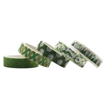 Cargar imagen en el visor de la galería, Basic Washi Tape Set, ZMLSED 5 Rolls 10mm Wide Green Pattern Japanese Masking Decorative Tapes for Bullet Journal Planners DIY Decor Crafts Arts Scrapbooking Adhesive
