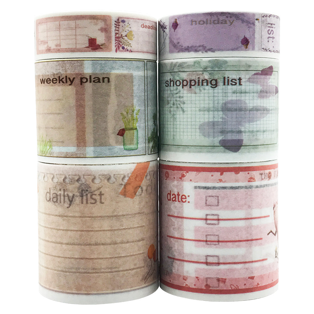 Todolist Frames Washi Tape Set, ZMLSED 6 Rolls Basic Collection Japanese Masking Decorative Tapes for DIY Crafts and Arts Bullet Journal Planners Scrapbooking Adhesive