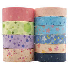 Load image into Gallery viewer, Cute Dreamy Pink Blue Washi Tape Set, ZMLSED 10 Rolls Galaxy Stars Japanese Masking Writable Decorative Tapes for Bullet Journal Planners DIY Crafts Arts Scrapbooking Adhesive
