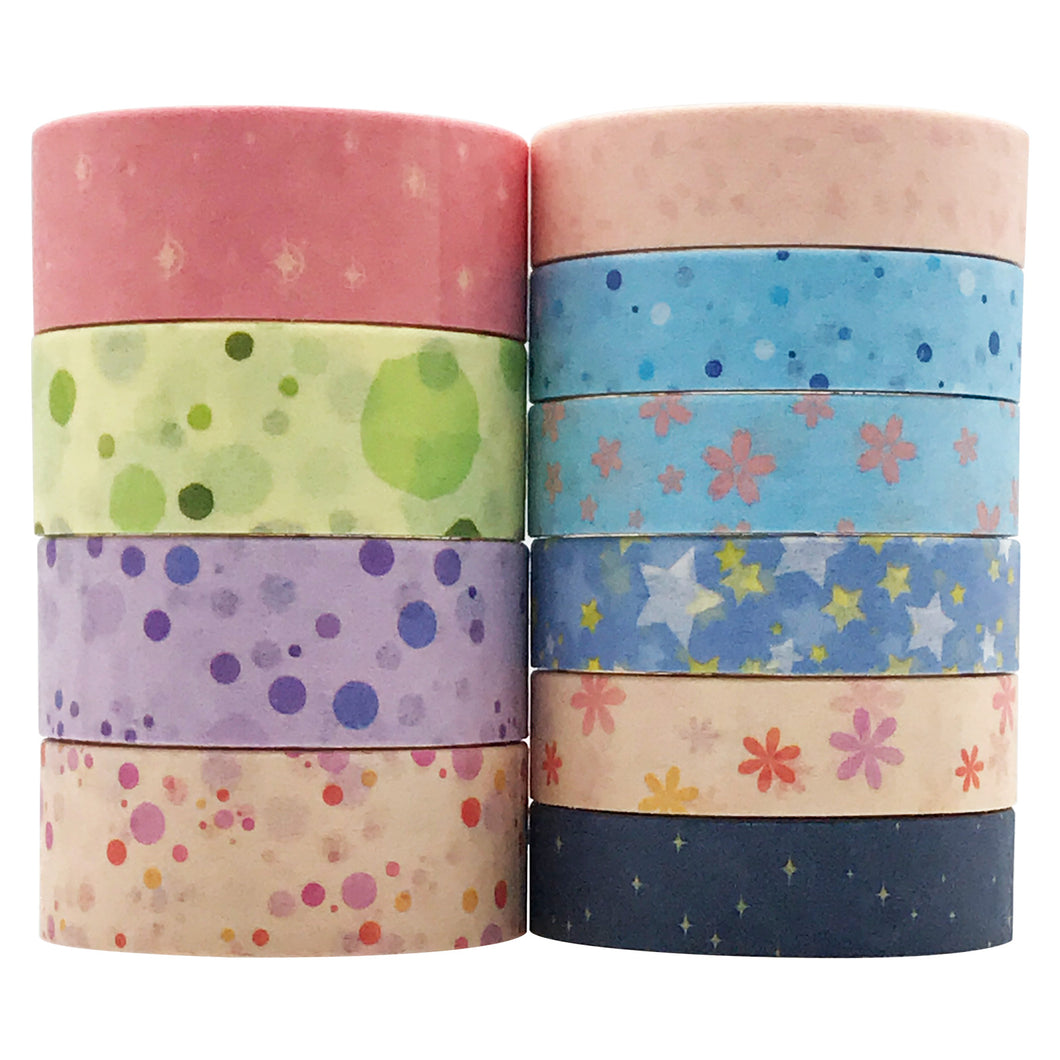 Cute Dreamy Pink Blue Washi Tape Set, ZMLSED 10 Rolls Galaxy Stars Japanese Masking Writable Decorative Tapes for Bullet Journal Planners DIY Crafts Arts Scrapbooking Adhesive