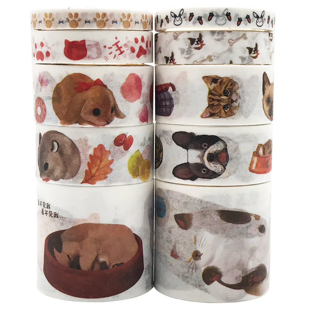 Cute Animals Washi Tape Set, ZMLSED 10 Rolls Japanese Masking Decorative Tapes for DIY Crafts and Arts Bullet Journal Planners Scrapbooking Adhesive